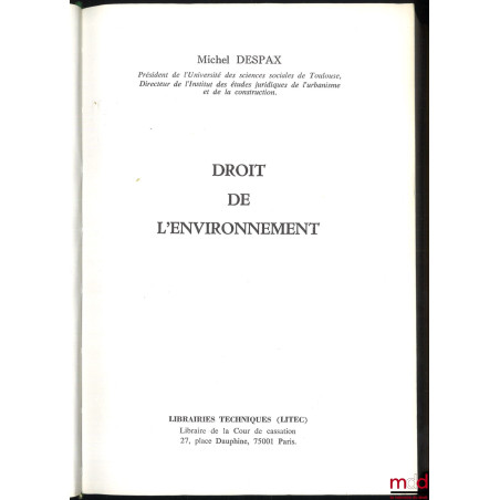 DROIT DE L’ENVIRONNEMENT