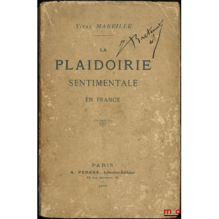 LA PLAIDOIRIE SENTIMENTALE EN FRANCE