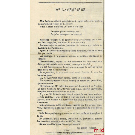 LE SCIEUR LAFERIÈRE (du Rappel) PAR GILL, Journal L’Éclipse du 4 septembre 1869 (2e année, n° 85)