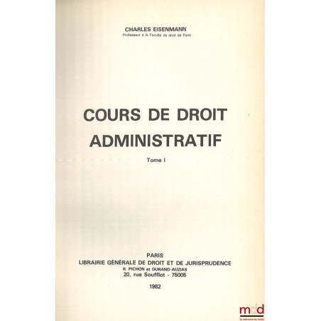 COURS DE DROIT ADMINISTRATIF