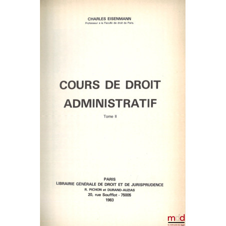 COURS DE DROIT ADMINISTRATIF