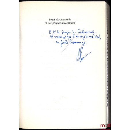 DROIT DES MINORITÉS ET DES PEUPLES AUTOCHTONES, coll. Droit Fondamental / Droit politique et théorique