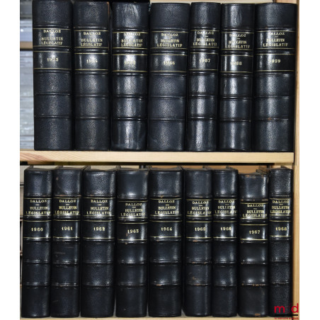 LE BULLETIN LÉGISLATIF DALLOZ, Lois, Décrets, Arrêtés, Circulaires, etc… paraissant deux fois par mois, 1953 à 1968 [complet]