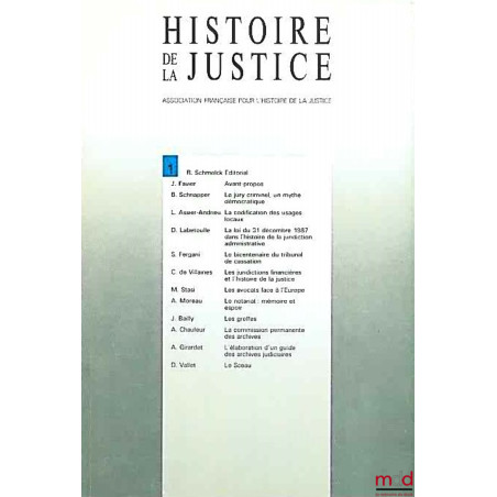 HISTOIRE DE LA JUSTICE, n° 1 (1988)