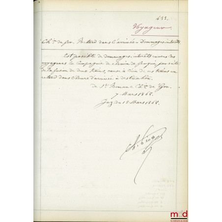 JURISPRUDENCE DE LA 1re CHAMBRE DE LA COUR D’APPEL [IMPÉRIALE] DE PARIS [1863-1898] :1er vol. : 1863 à 1868 ;2e vol. : 1869...