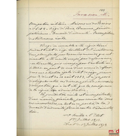 JURISPRUDENCE DE LA 1re CHAMBRE DE LA COUR D’APPEL [IMPÉRIALE] DE PARIS [1863-1898] :1er vol. : 1863 à 1868 ;2e vol. : 1869...