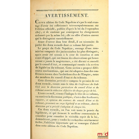 CODE NAPOLÉON [CODE CIVIL (pour les tomes II à VIII)], suivi De l?exposé des motifs, sur chaque loi, présenté par les Orateur...