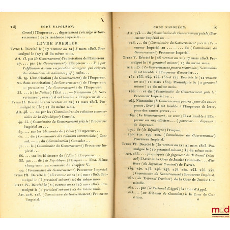 CODE NAPOLÉON [CODE CIVIL (pour les tomes II à VIII)], suivi De l?exposé des motifs, sur chaque loi, présenté par les Orateur...
