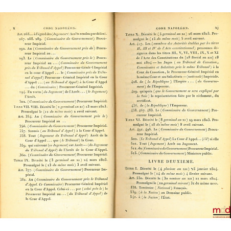 CODE NAPOLÉON [CODE CIVIL (pour les tomes II à VIII)], suivi De l?exposé des motifs, sur chaque loi, présenté par les Orateur...