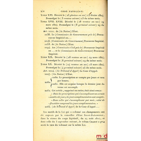 CODE NAPOLÉON [CODE CIVIL (pour les tomes II à VIII)], suivi De l?exposé des motifs, sur chaque loi, présenté par les Orateur...