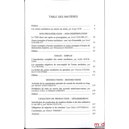 LE DROIT INTERNATIONAL DES ARMES NUCLÉAIRES, Journées d?études de la Société Française pour le Droit International sous la di...