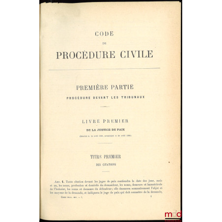 CODE DE PROCÉDURE CIVILE annoté par Albert TISSIER, Alcide DARRAS et LOUICHE-DESFONTAINES, avec la collaboration des Rédacteu...