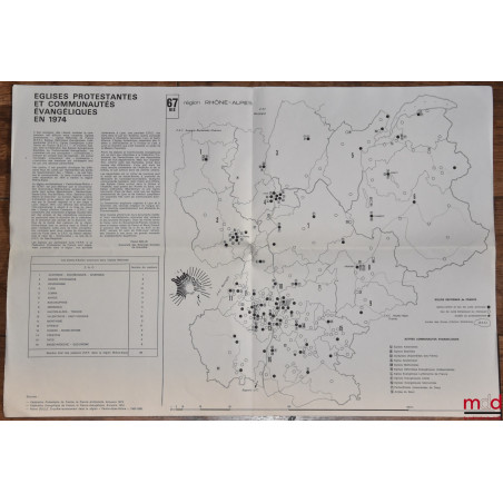 CARTES :ÉGLISES PROTESTANTES ET COMMUNAUTÉS ÉVANGÉLIQUES EN 1974 ;RÉPARTITION DES PROTESTANTS « RÉFORMÉS » EN 1965