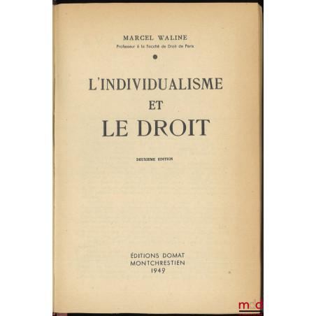L’INDIVIDUALISME ET LE DROIT