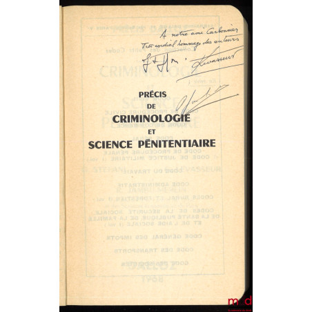 CRIMINOLOGIE ET SCIENCE PÉNITENTIAIRE, 1re éd., coll. Précis Dalloz