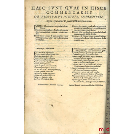 t. I : Iacobi Menochii iuriscons. Papiensis, regii ducalisque senatoris, Ac redituum extraordinariorum Regiæ Maiestatis Catho...