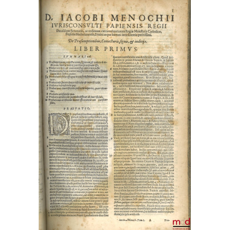 t. I : Iacobi Menochii iuriscons. Papiensis, regii ducalisque senatoris, Ac redituum extraordinariorum Regiæ Maiestatis Catho...