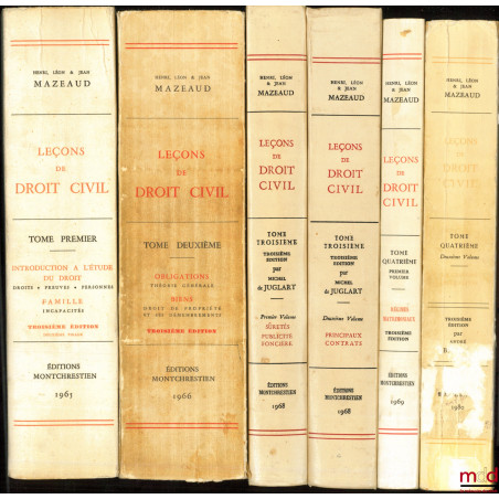 LEÇONS DE DROIT CIVIL :t. I - Nouvelle Licence, Première année : Introduction à l?étude du droit : Droits - Preuves - Person...