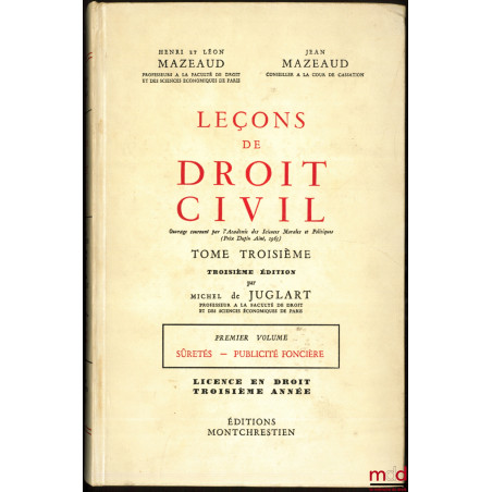 LEÇONS DE DROIT CIVIL :t. I - Nouvelle Licence, Première année : Introduction à l?étude du droit : Droits - Preuves - Person...