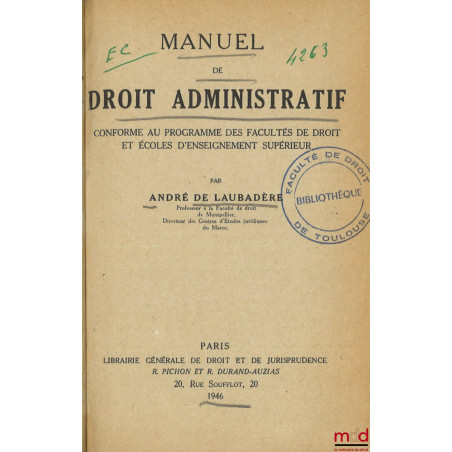 MANUEL DE DROIT ADMINISTRATIF