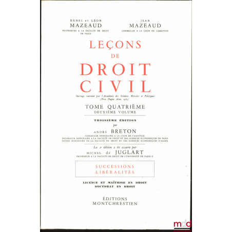 LEÇONS DE DROIT CIVIL :t. I [Nouvelle Licence, Première année] : Introduction à l’étude du droit privé : Droits - Preuves - ...