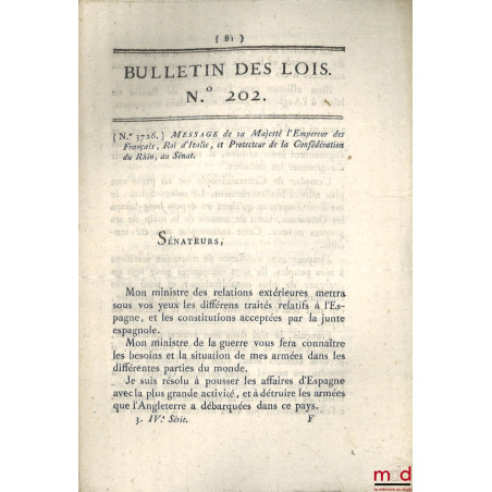 ENSEMBLE DE 18 BULLETINS DES LOIS :Bulletin des lois de la République française, Arrêté du Directoire exécutif qui règle pro...