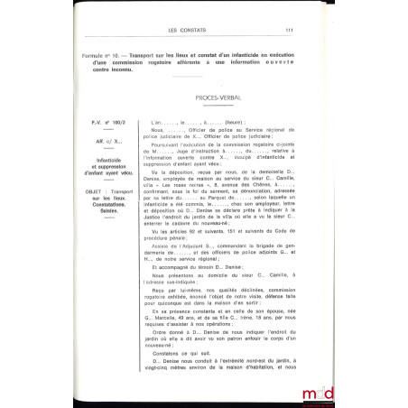 FORMULAIRE DES OFFICIERS DE POLICE JUDICIAIRE. Formulation, Style, Droit