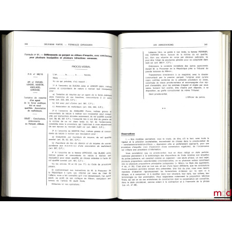 FORMULAIRE DES OFFICIERS DE POLICE JUDICIAIRE. Formulation, Style, Droit