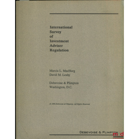 INTERNATIONAL SURVEY OF INVESTMENT ADVISER REGULATION