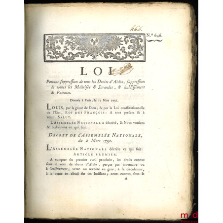 RECUEIL DE LOIS, PROCLAMATIONS DU ROI ET DE LA LETTRE PASTORALE DE MONSIEUR L?ÉVÊQUE DU DÉPARTEMENT DU NORD D 2 MARS AU 27 AV...