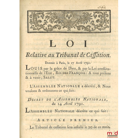 RECUEIL DE LOIS, PROCLAMATIONS DU ROI ET DE LA LETTRE PASTORALE DE MONSIEUR L?ÉVÊQUE DU DÉPARTEMENT DU NORD D 2 MARS AU 27 AV...