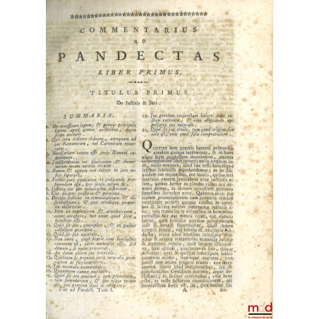 JOANNIS VOET JCTI ET ANTECESSORIS IN ACADEMIA LUGDUNO-BATAVA, COMMENTARIORUM AD PANDECTAS, LIBRI QUINQUAGINTA, In quibus præt...