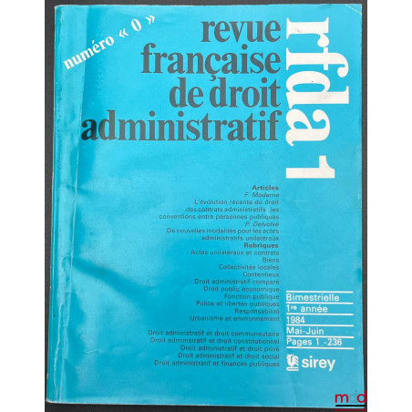 REVUE FRANÇAISE DE DROIT ADMINISTRATIF, de 1984 (n° 0) à 5/2023 [strictement complet]