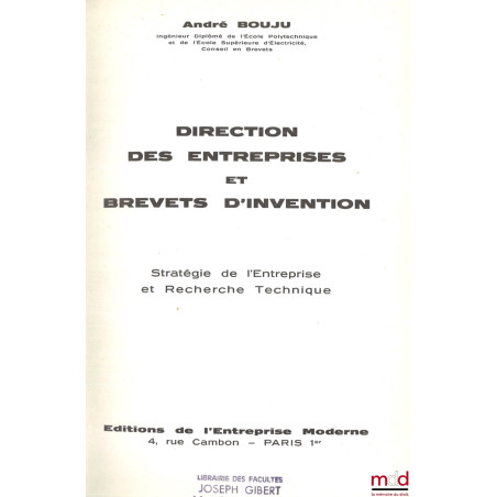DIRECTION DES ENTREPRISES ET BREVETS D’INVENTION