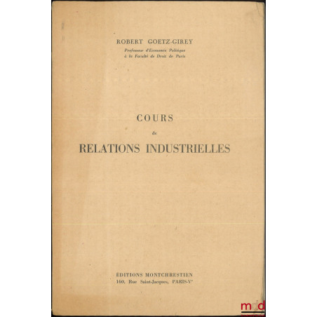 COURS DE RELATIONS INDUSTRIELLES