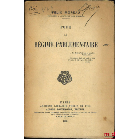 POUR LE RÉGIME PARLEMENTAIRE