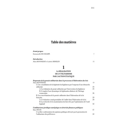 L?UTILITARISME JURIDIQUE sous la direction de Alicia MONNEHAY et Ludovic RISSELIN Actes du colloque de la jeune recherche ...