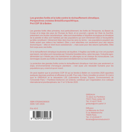 Les Cahiers du GRIDAUH, Numéro 35/2025 : LES GRANDES FORÊTS ET LA LUTTE CONTRE LE RÉCHAUFFEMENT CLIMATIQUE Perspectives cro...