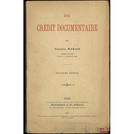 DU CRÉDIT DOCUMENTAIRE, 2ème éd.