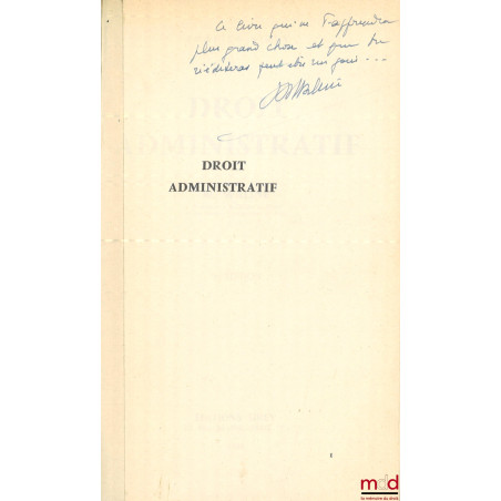 MANUEL ÉLÉMENTAIRE DE DROIT ADMINISTRATIF, 9e éd.