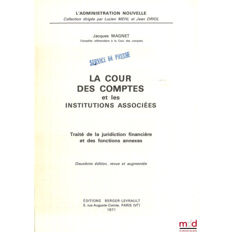 LA COUR DES COMPTES, coll. L’Administration nouvelle