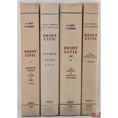 DROIT CIVIL :- INTRODUCTION GÉNÉRALE À L?ÉTUDE DU DROIT, (2e éd. - 1972) ;- LES BIENS, (2e éd., 1980) ;- LES SÛRETÉS, LA P...