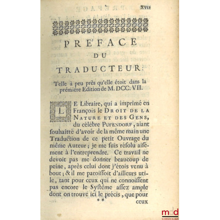 LES DEVOIRS DE L?HOMME ET DU CITOYEN, TELS QU?ILS LUI SONT PRESCRITS PAR LA LOI NATURELLE, Traduits du latin de feu Mr. Le Ba...