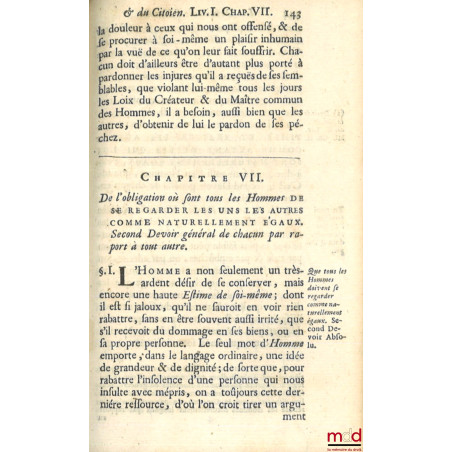 LES DEVOIRS DE L?HOMME ET DU CITOYEN, TELS QU?ILS LUI SONT PRESCRITS PAR LA LOI NATURELLE, Traduits du latin de feu Mr. Le Ba...