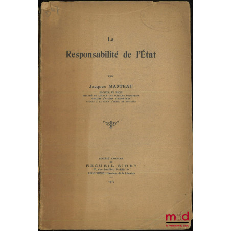 LA RESPONSABILITÉ DE L’ÉTAT