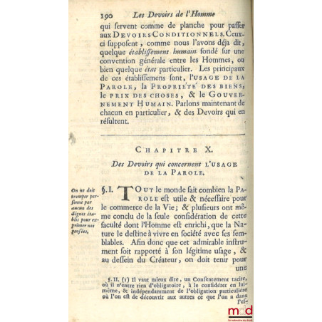 LES DEVOIRS DE L?HOMME ET DU CITOYEN, TELS QU?ILS LUI SONT PRESCRITS PAR LA LOI NATURELLE, Traduits du latin de feu Mr. Le Ba...