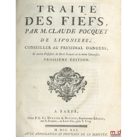 TRAITÉ DES FIEFS, 3e éd.