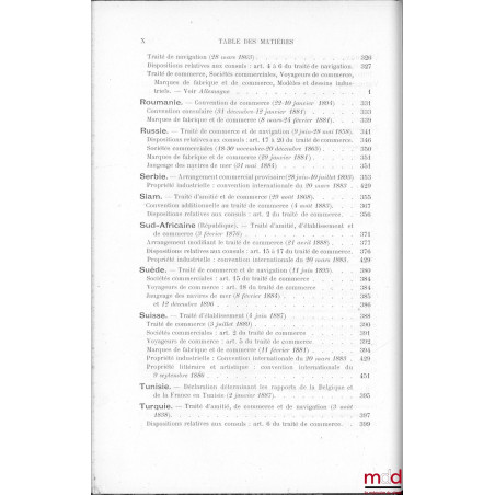 TRAITÉS DE COMMERCE & DE NAVIGATION, CONVENTIONS RELATIVES AUX ATTRIBUTIONS CONSULAIRES AINSI QU?À LA PROPRIÉTÉ LITTÉRAIRE, A...