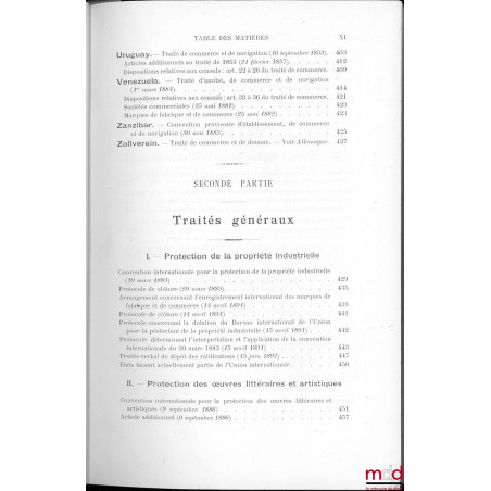 TRAITÉS DE COMMERCE & DE NAVIGATION, CONVENTIONS RELATIVES AUX ATTRIBUTIONS CONSULAIRES AINSI QU?À LA PROPRIÉTÉ LITTÉRAIRE, A...