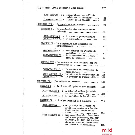 COURS DE DROIT CIVIL, Capacité 2e année, 1953-1954